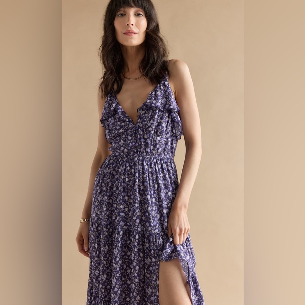 Charisse Ruffle Top Paisley Midi Dress NWT size Large
